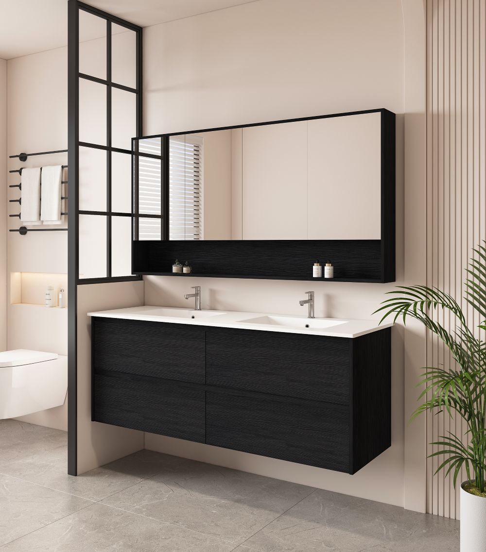 HERA 1500mm Wall-Hung Vanity - Black Oak