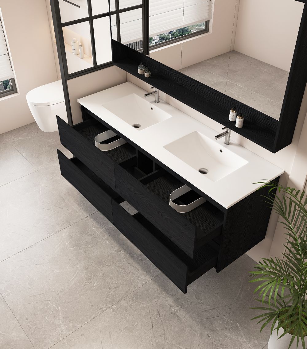 HERA 1500mm Wall-Hung Vanity - Black Oak