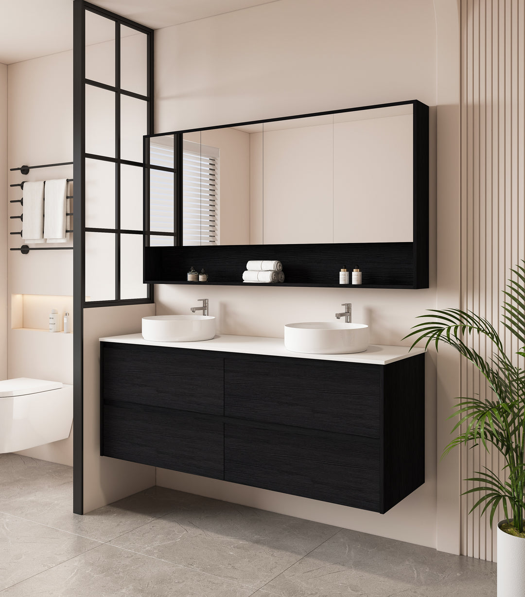HERA 1500mm Wall-Hung Vanity - Black Oak