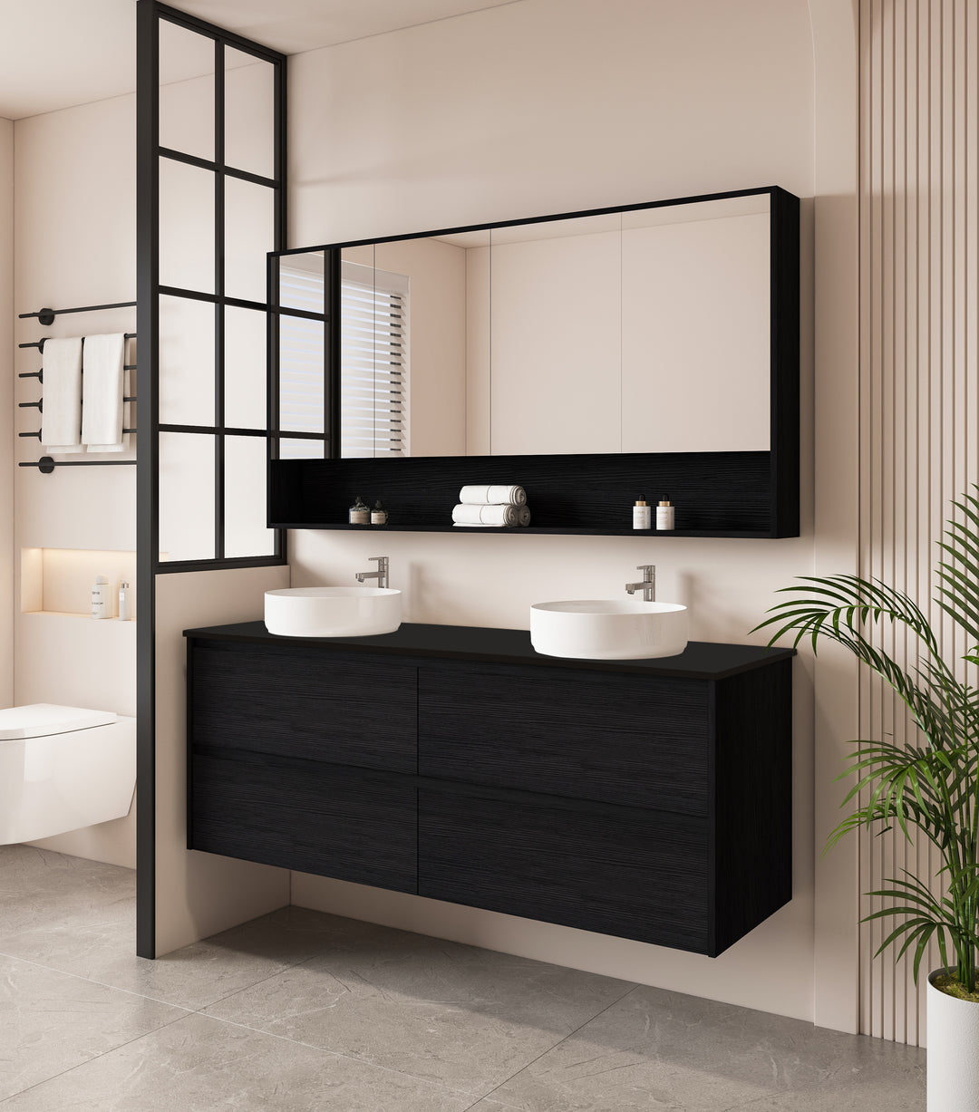 HERA 1500mm Wall-Hung Vanity - Black Oak