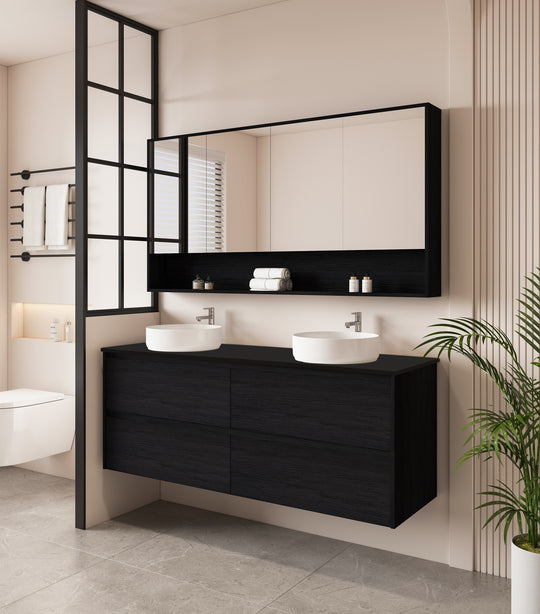 HERA 1500mm Wall-Hung Vanity - Black Oak