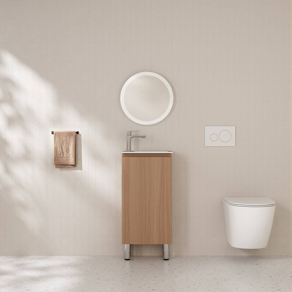 HERA 400mm Slim Freestanding Vanity with Basin- Elegant Oak