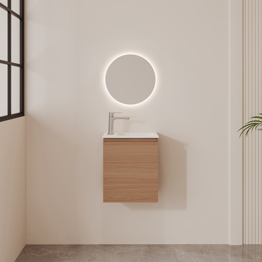 HERA 400mm Slim Wall-Hung Vanity with Basin- Elegant Oak