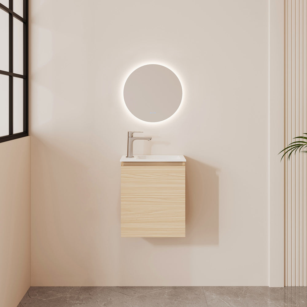 HERA 400mm Slim Wall-Hung Vanity with Basin- Tas Oak