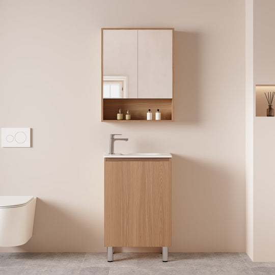 HERA 550mm Slim Freestanding Vanity with Basin- Elegant Oak
