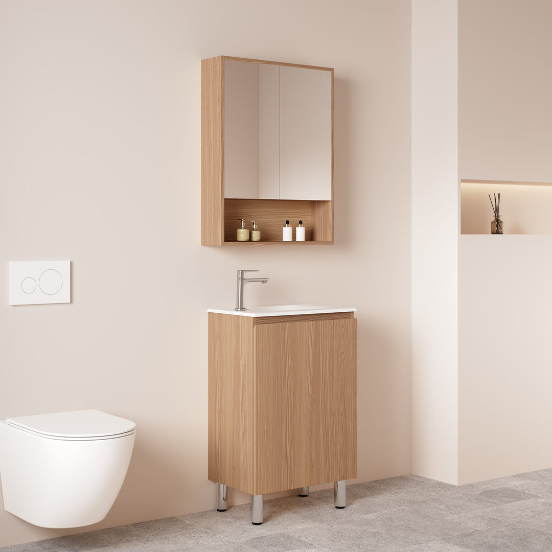 HERA 550mm Slim Freestanding Vanity with Basin- Elegant Oak