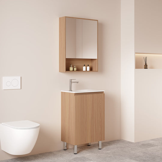 HERA 550mm Slim Freestanding Vanity with Basin- Elegant Oak