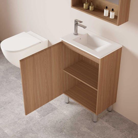 HERA 550mm Slim Freestanding Vanity with Basin- Elegant Oak