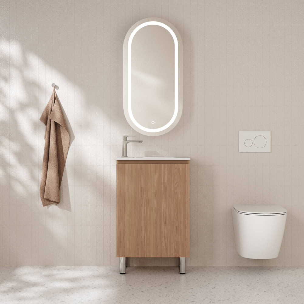 HERA 550mm Slim Freestanding Vanity with Basin- Elegant Oak