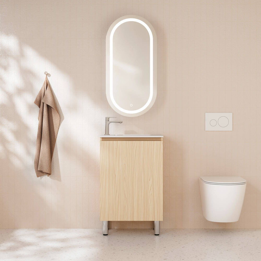 HERA 550mm Slim Freestanding Vanity with Basin- Tas Oak