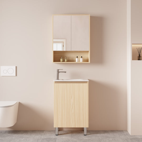 HERA 550mm Slim Freestanding Vanity with Basin- Tas Oak