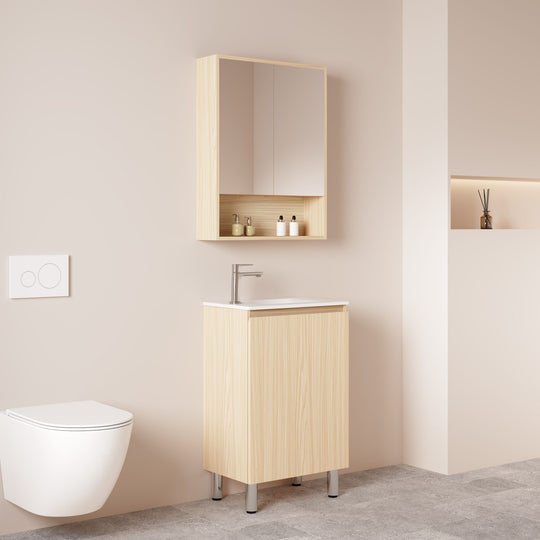 HERA 550mm Slim Freestanding Vanity with Basin- Tas Oak