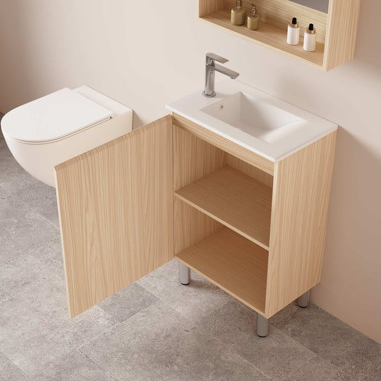 HERA 550mm Slim Freestanding Vanity with Basin- Tas Oak