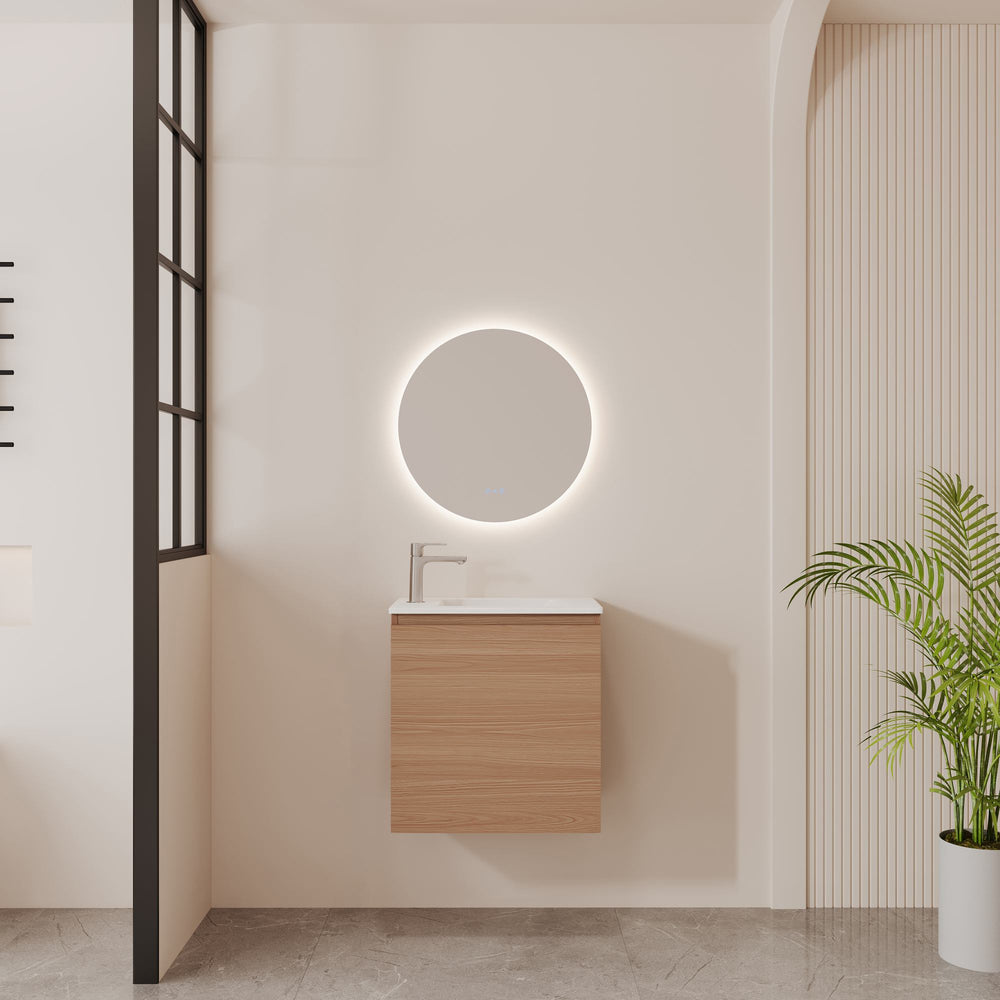 HERA 550mm Slim Wall-Hung Vanity with Basin- Elegant Oak