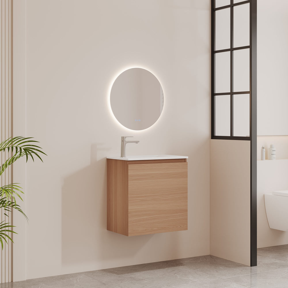 HERA 550mm Slim Wall-Hung Vanity with Basin- Elegant Oak