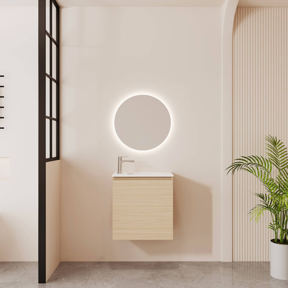 HERA 550mm Slim Wall-Hung Vanity with Basin- Tas Oak