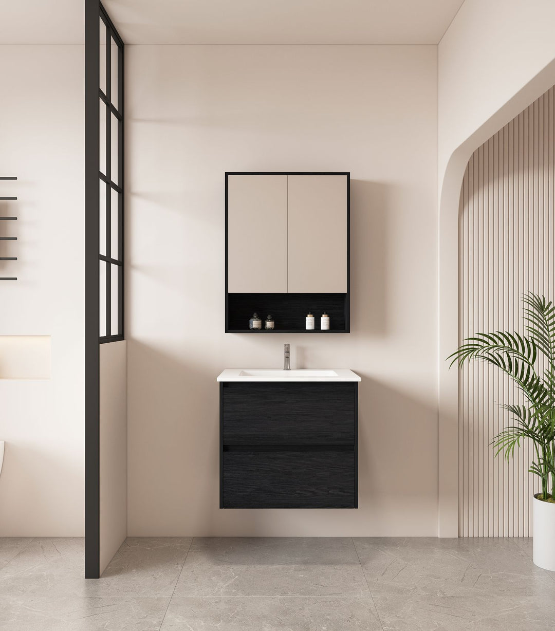 HERA 600mm Wall-Hung Vanity - Black Oak