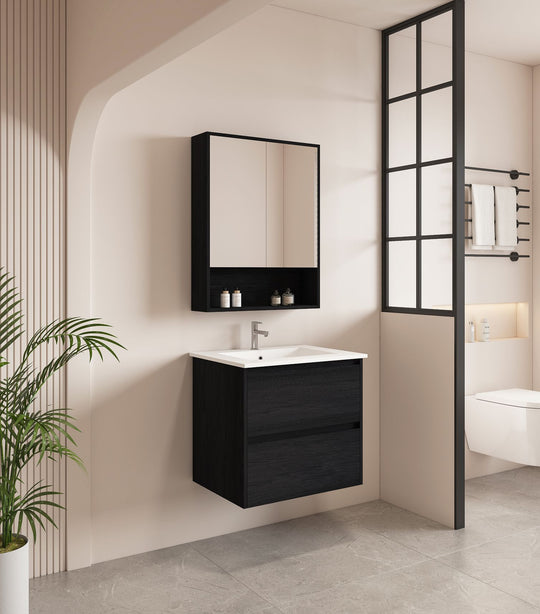 HERA 600mm Wall-Hung Vanity - Black Oak