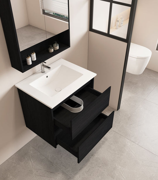 HERA 600mm Wall-Hung Vanity - Black Oak