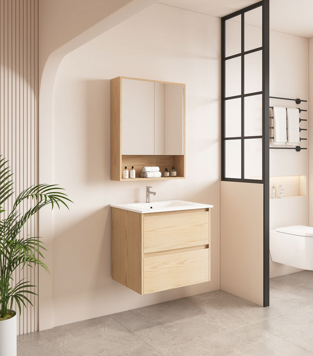 HERA 600mm Wall-Hung Vanity - Tas Oak