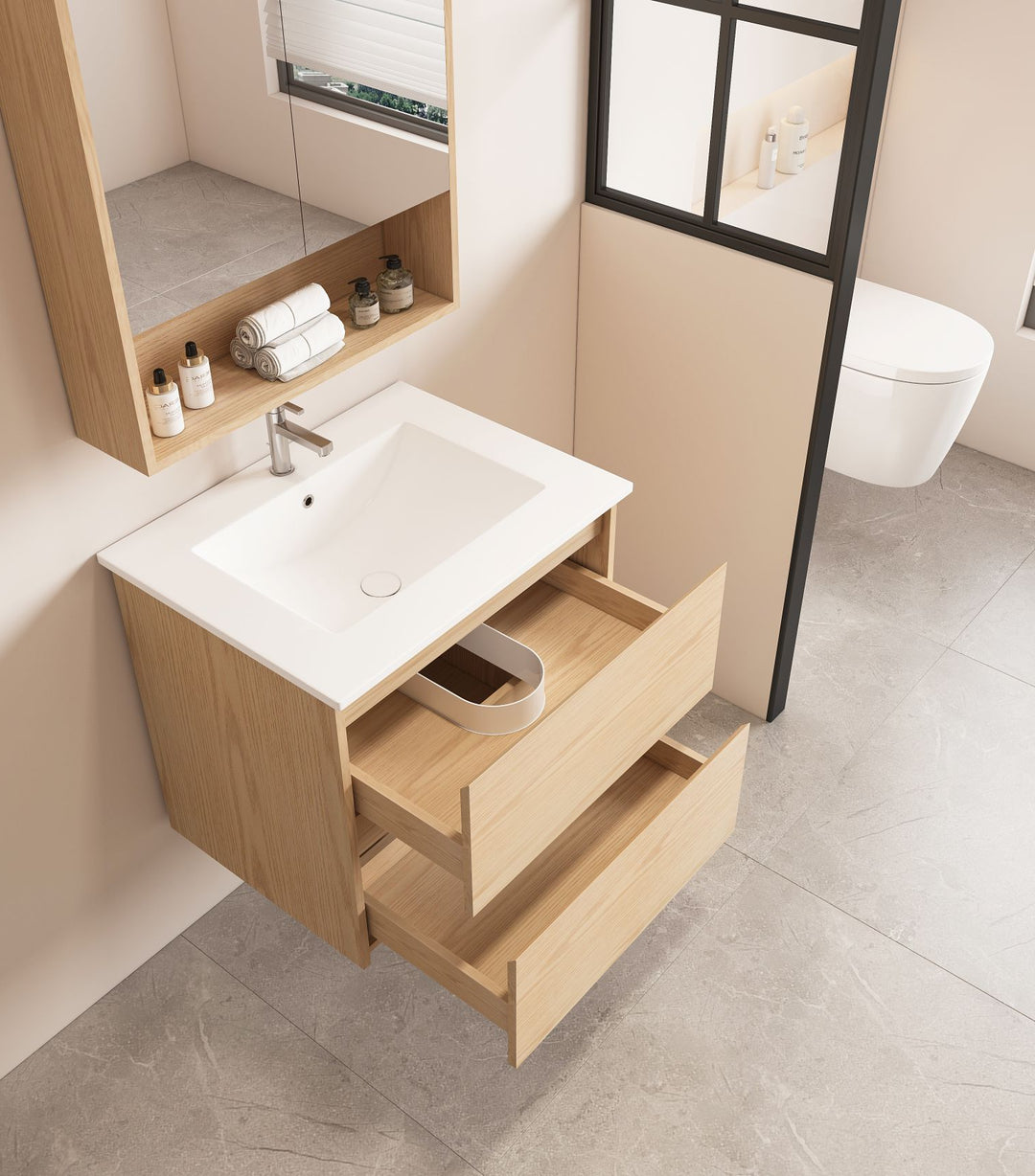 HERA 600mm Wall-Hung Vanity - Tas Oak