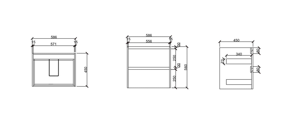 HERA 600mm Wall-Hung Vanity - Black Oak