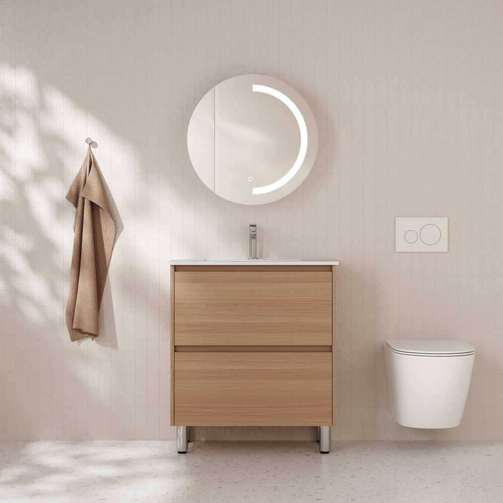 HERA 750mm Slim Freestanding Vanity with Basin- Elegant Oak