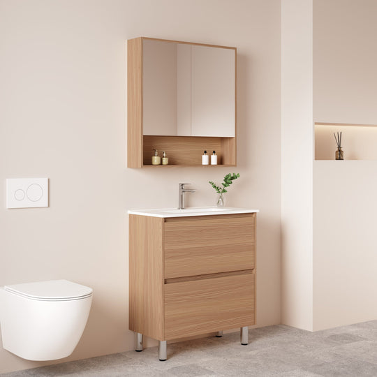 HERA 750mm Slim Freestanding Vanity with Basin- Elegant Oak