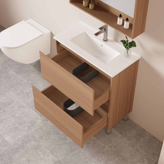 HERA 750mm Slim Freestanding Vanity with Basin- Elegant Oak
