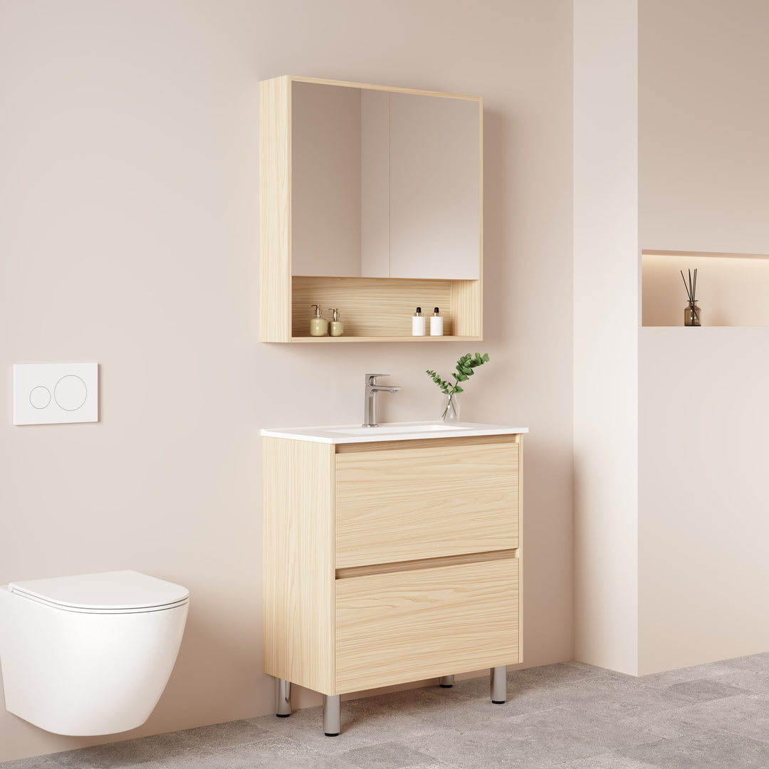 HERA 750mm Slim Freestanding Vanity with Basin- Tas Oak