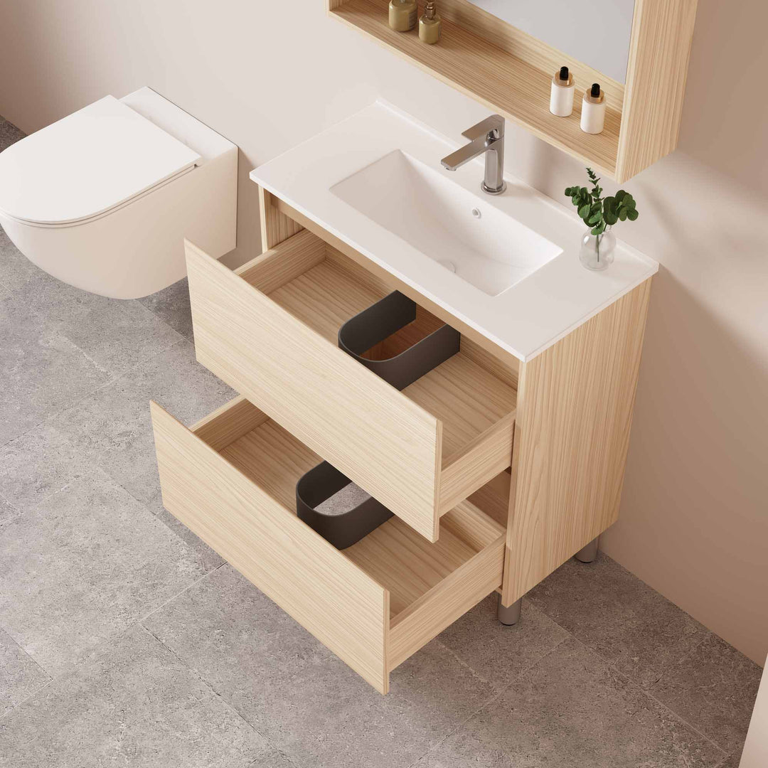 HERA 750mm Slim Freestanding Vanity with Basin- Tas Oak