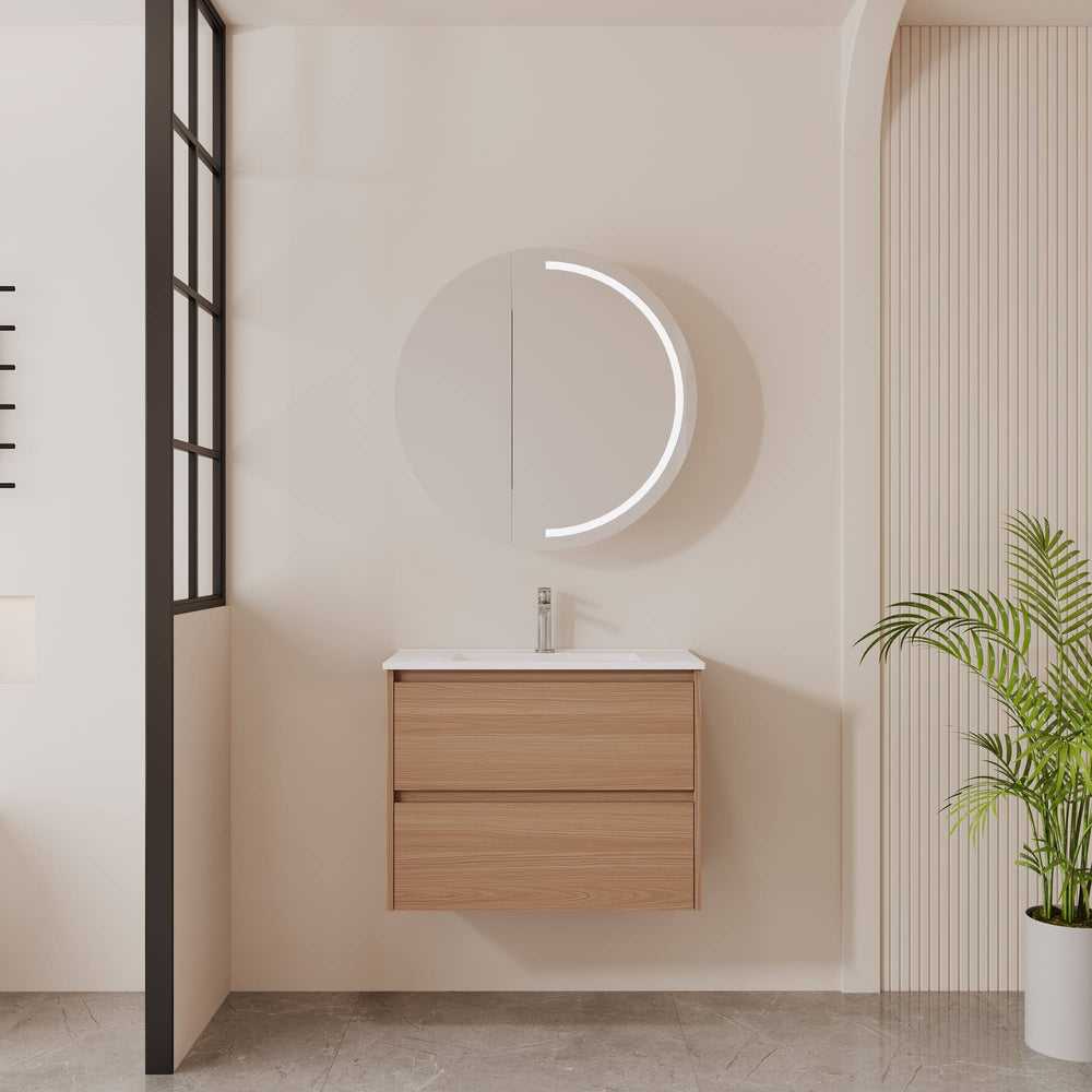 HERA 750mm Slim Wall-Hung Vanity with Basin- Elegant Oak