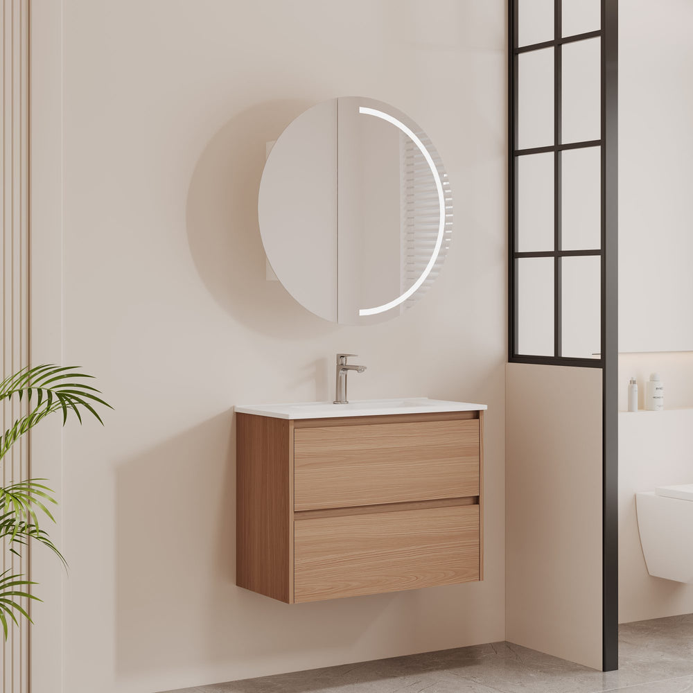 HERA 735mm Slim Wall-Hung Vanity with Basin- Elegant Oak