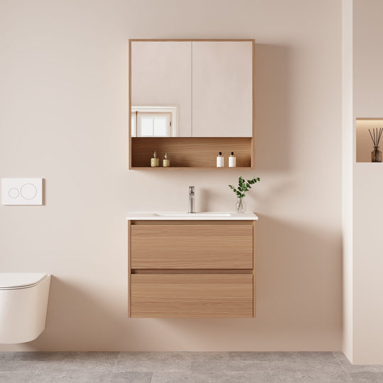 HERA 750mm Slim Wall-Hung Vanity with Basin- Elegant Oak
