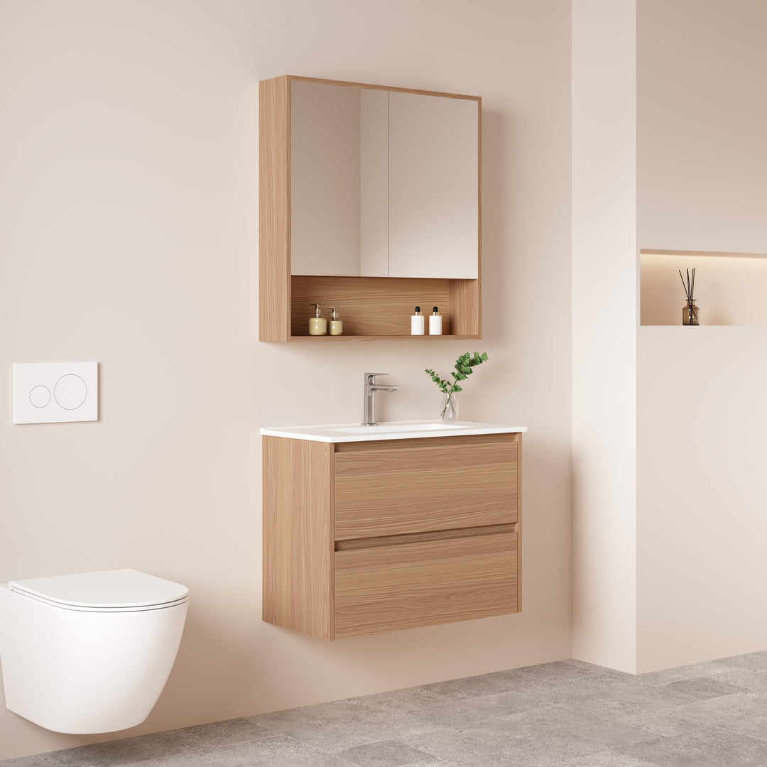 HERA 750mm Slim Wall-Hung Vanity with Basin- Elegant Oak