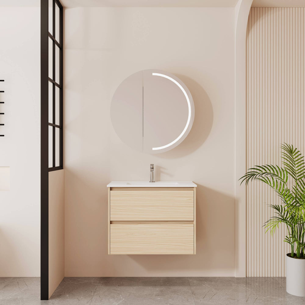 HERA 750mm Slim Wall-Hung Vanity with Basin- Tas Oak
