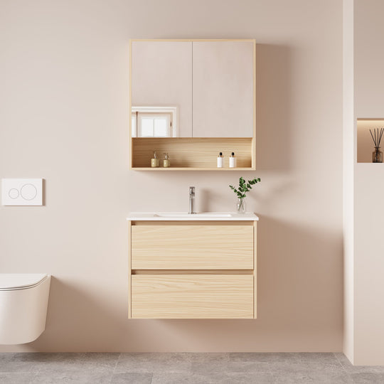 HERA 750mm Slim Wall-Hung Vanity with Basin- Tas Oak