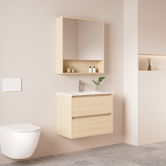 HERA 750mm Slim Wall-Hung Vanity with Basin- Tas Oak