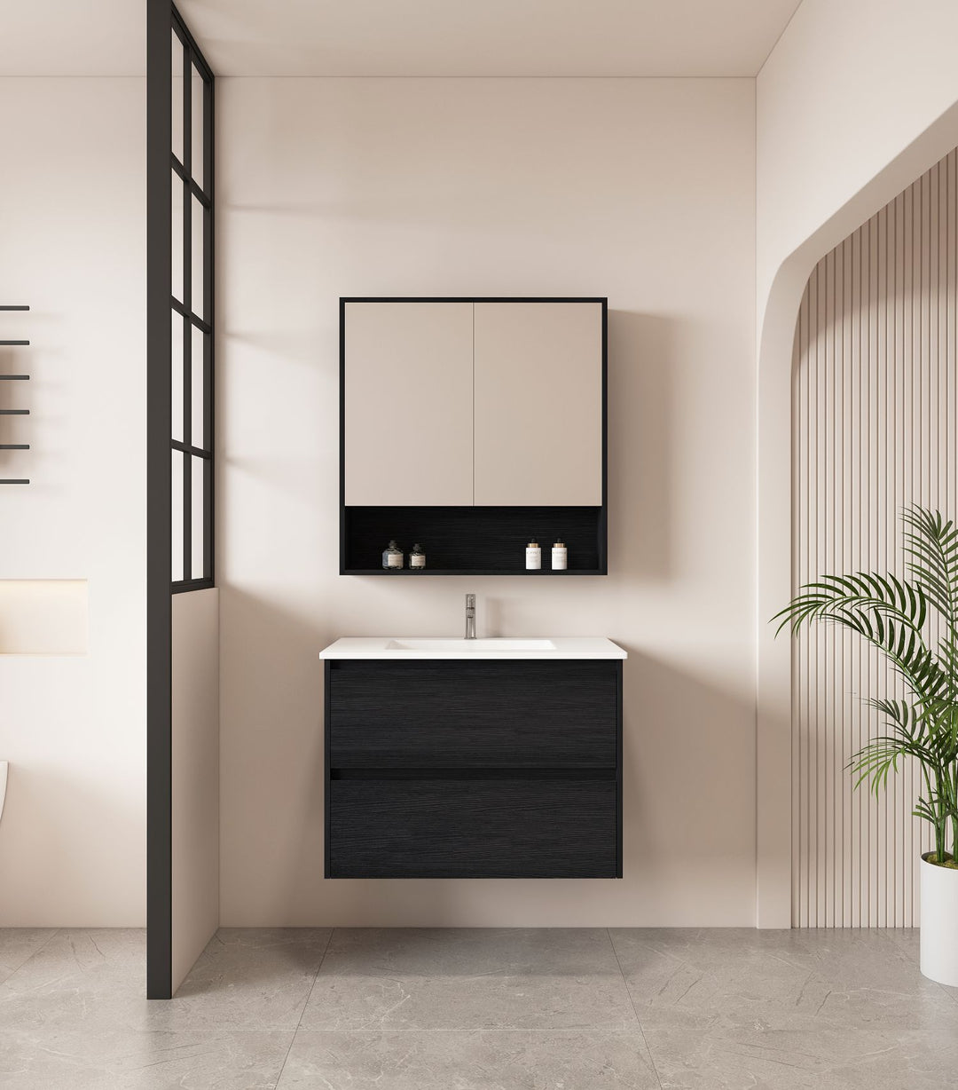 HERA 750mm Wall-Hung Vanity - Black Oak