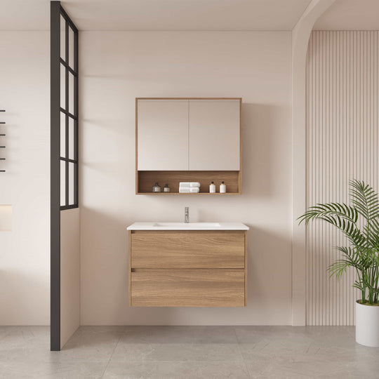 HERA 750mm Wall-Hung Vanity - Elegant  Oak
