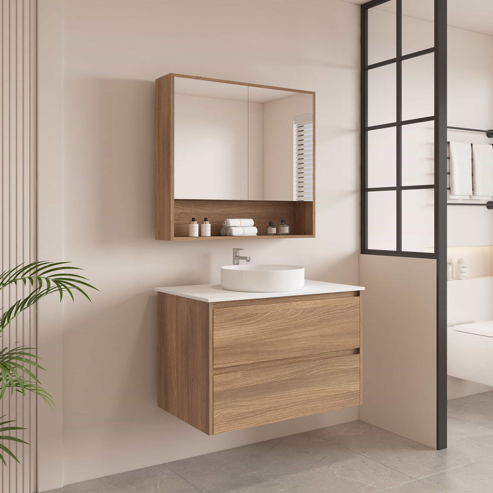 HERA 750mm Wall-Hung Vanity - Elegant  Oak
