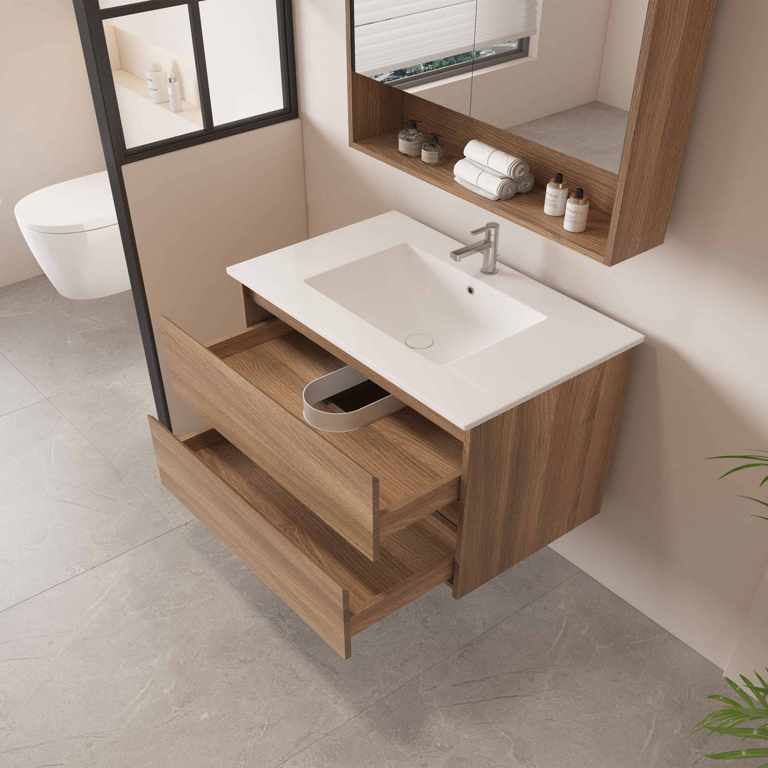 HERA 750mm Wall-Hung Vanity - Elegant  Oak