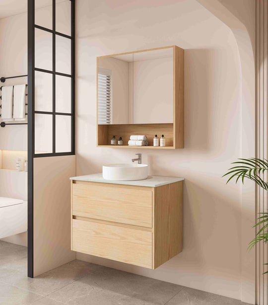 HERA 750mm Wall-Hung Vanity - Tas Oak