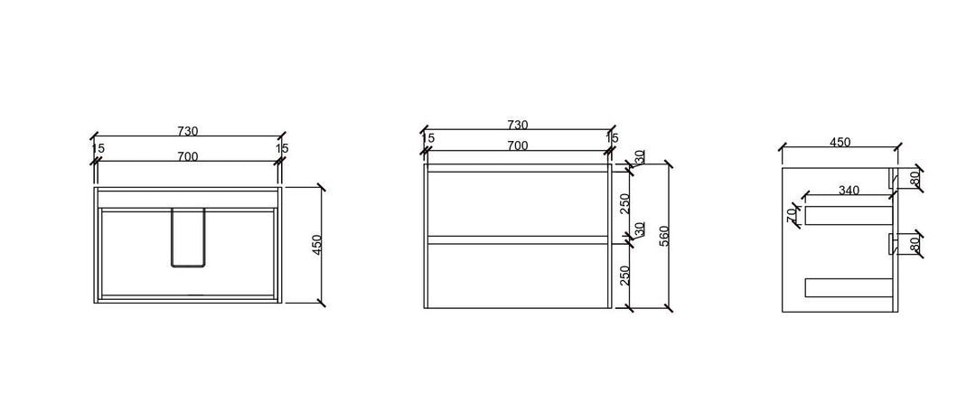 HERA 750mm Wall-Hung Vanity - Black Oak