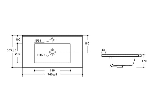 HERA 750mm Slim Wall-Hung Vanity with Basin- Elegant Oak