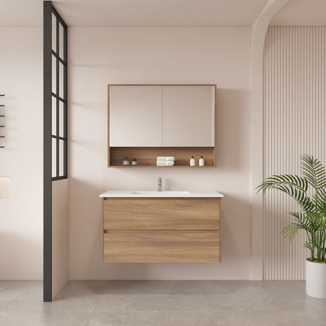HERA 900mm Wall-Hung Vanity - Elegant  Oak