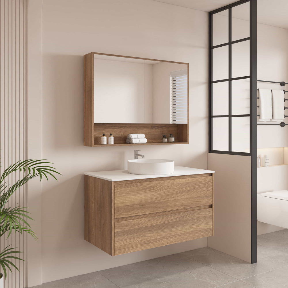 HERA 900mm Wall-Hung Vanity - Elegant  Oak
