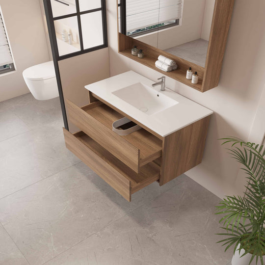 HERA 900mm Wall-Hung Vanity - Elegant  Oak