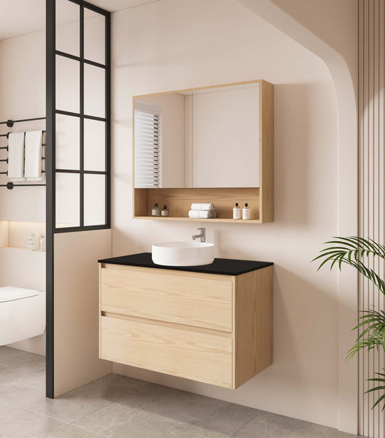 HERA 900mm Wall-Hung Vanity - Tas Oak
