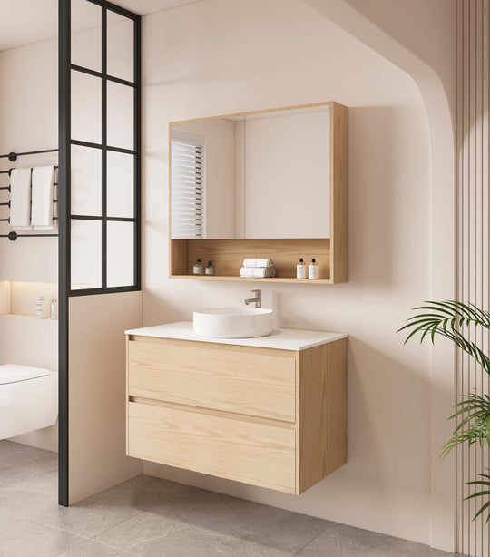HERA 900mm Wall-Hung Vanity - Tas Oak
